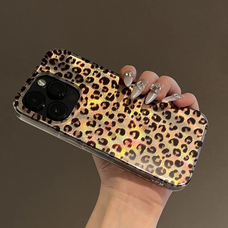 Luxury Feather Brown Leopard Pattern Phone Case