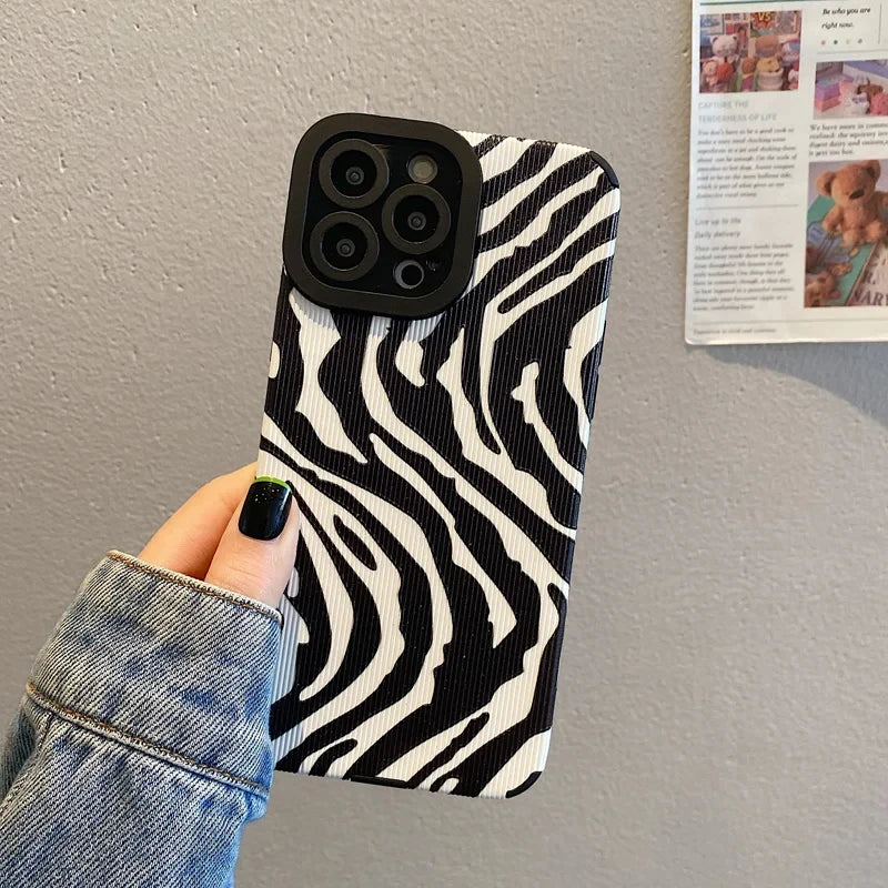 Fashion Zebra Stripe Black White Cases